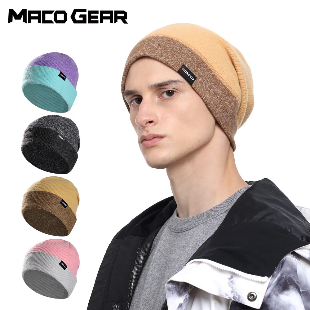 Knitted Hats Warm Head Wrap Soft Beanies Casual Cap Hip Hop Sports Snowboard Hiking Cycling Ski Hat for Men Women Autumn Winter