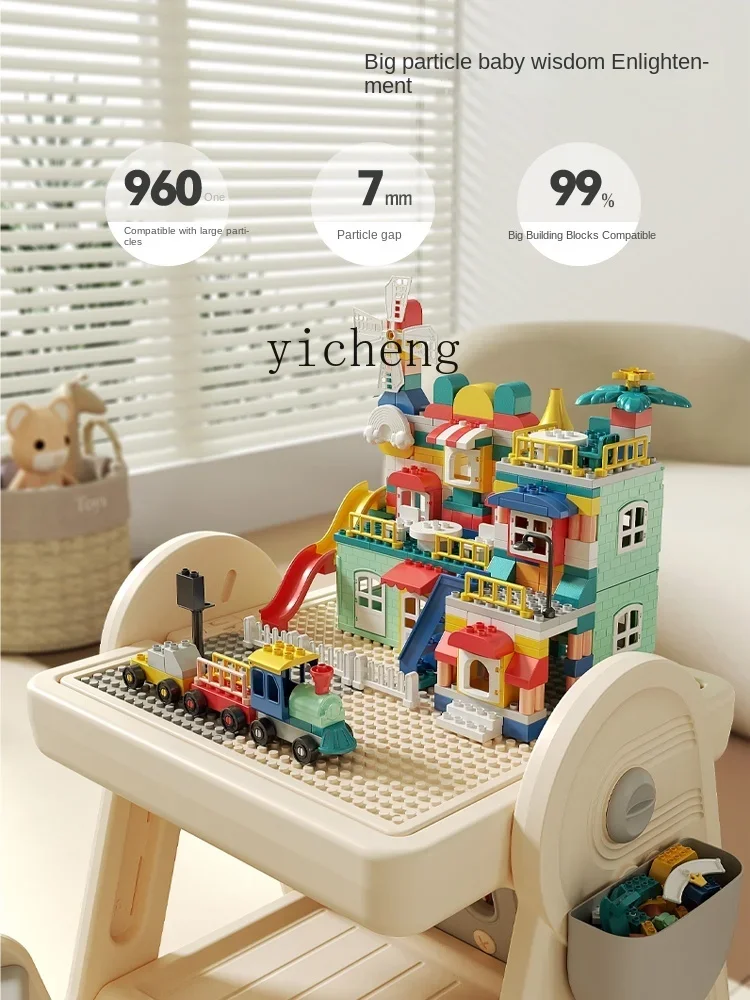 X ; Blocs de construction multifonctionnels pour enfants, Table de jeu pour l'éducation précoce des bébés, planche à dessin, assemblage de Puzzle