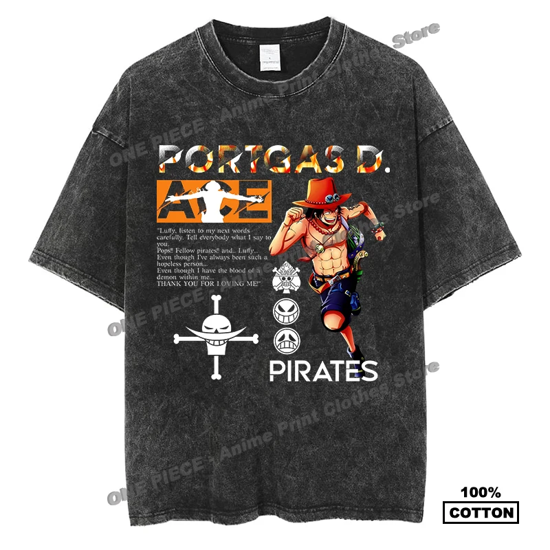 

Japanese Anime One Piece - Portgas D· Ace Print T Shirt Harajuku High Street Men Women Short Sleeve Cotton Vintage Loose Tees