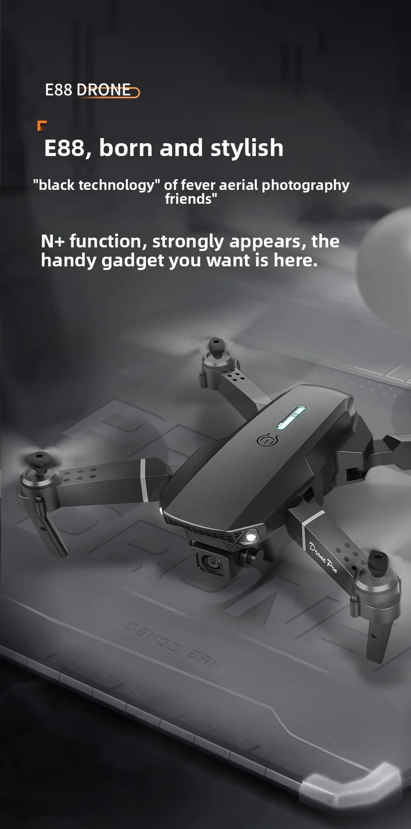 Drone E88 Pro WiFi FPV ​ ​   – Câmera HD 4K, Quadcopter Dobrável com Suporte de Altura, Ideal para Iniciantes Câmera HD Grande Angular WiFi FPV