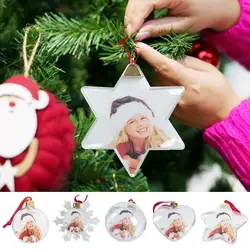 DIY Transparent Photo Frame Pendant Snowman Five-star Ball Xmas Tree Hanging Ornaments Festival Decorations Suprised Kids Gifts