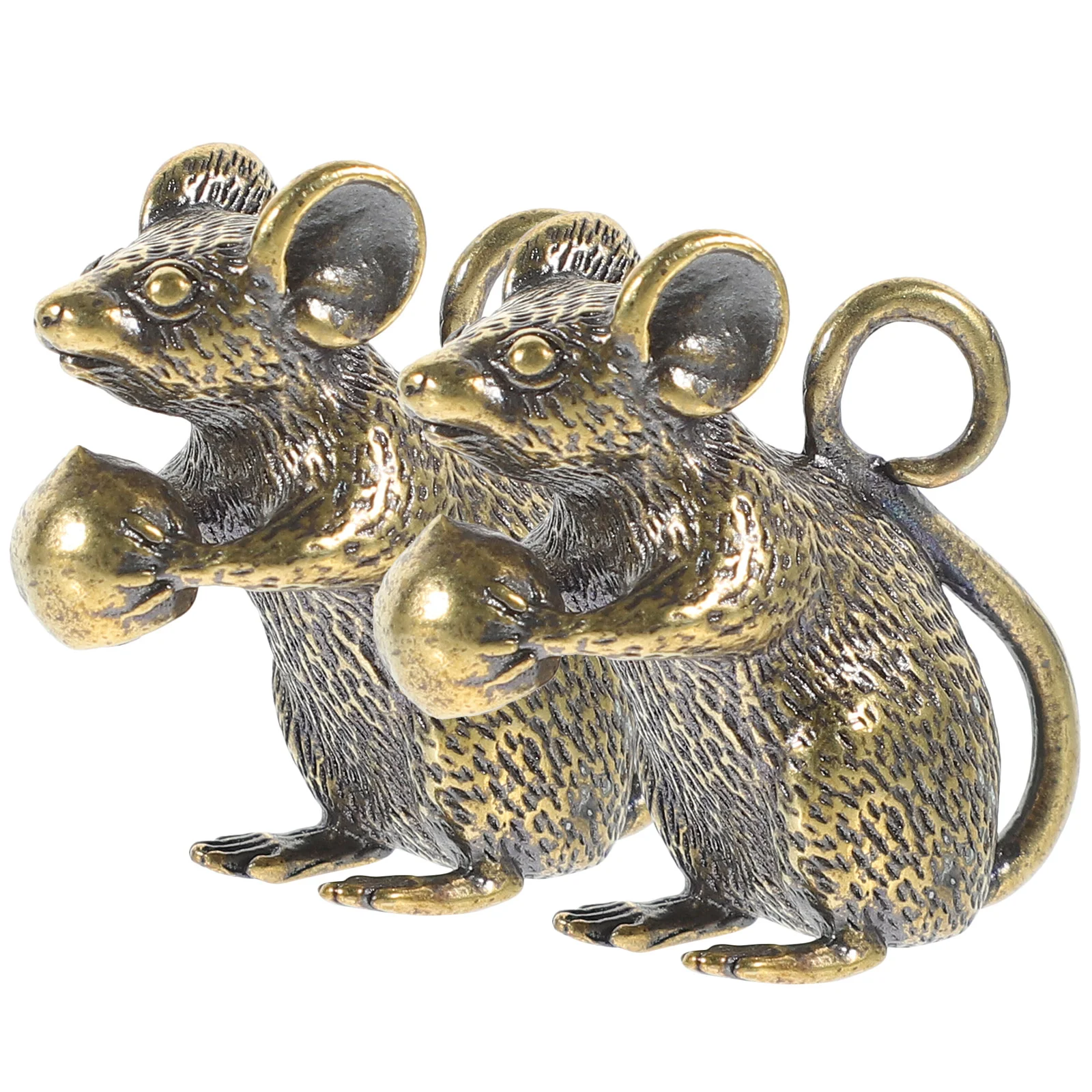 JOOffice-Bracelet à breloques souris en laiton, pendentif en cuivre, décoration de clé, ornement de confrontation du zodiaque, sac doré, mère, 2 pièces