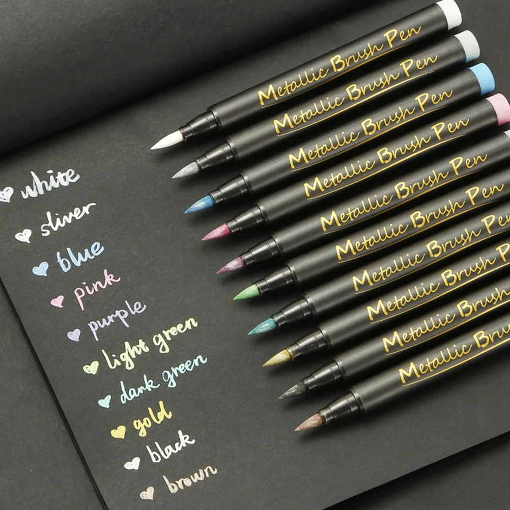 10Pcs Colorful Marker Pens Multi-Function Metallic Markers Portable Professional Paint Markers for Graffiti Illustration Note