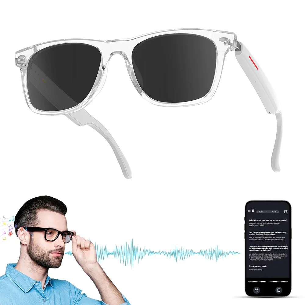 

2025 Sanvnet E13-C Outdoor Smart Glasses AI Translation Sunglasses Wearable Headset Gesture Control Music BT Speaker Glasses