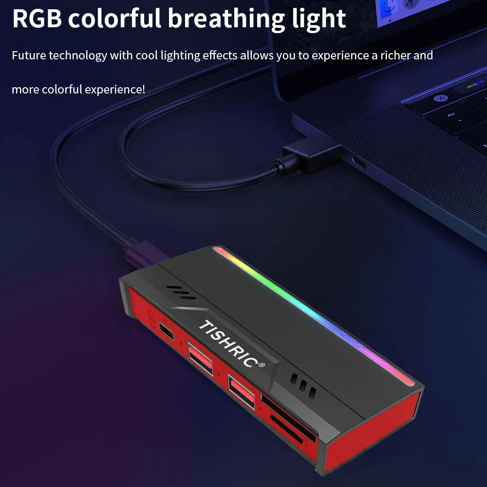 TISHRIC M.2 NVME/NGFF 듀얼 프로토콜 SSD 인클로저 – 다중 포트 확장 기능이 있는 알루미늄 합금 및 ABS 플라스틱 하드 드라이브 케이스