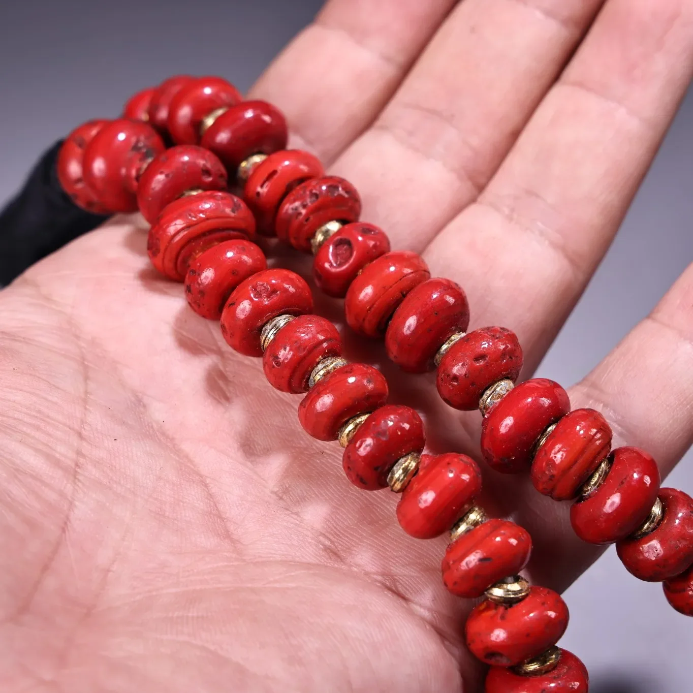 

10"Tibetan Temple Collection Old Snow Red Glass Buddha Beads Bracelet Necklaces Pendant Amulet Town house Exorcism