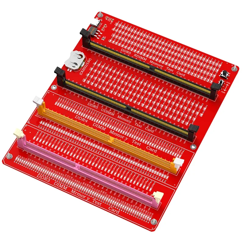 เครื่องทดสอบหน่วยความจํา DDR3/4/5 RDIMM/UDIMM หน่วยความจําการ์ดทดสอบ + ไฟ LED ประเภท C แหล่งจ่ายไฟปุ่มทดสอบสําหรับเดสก์ท็อปเซิร์ฟเวอร์ DDR3/4/5