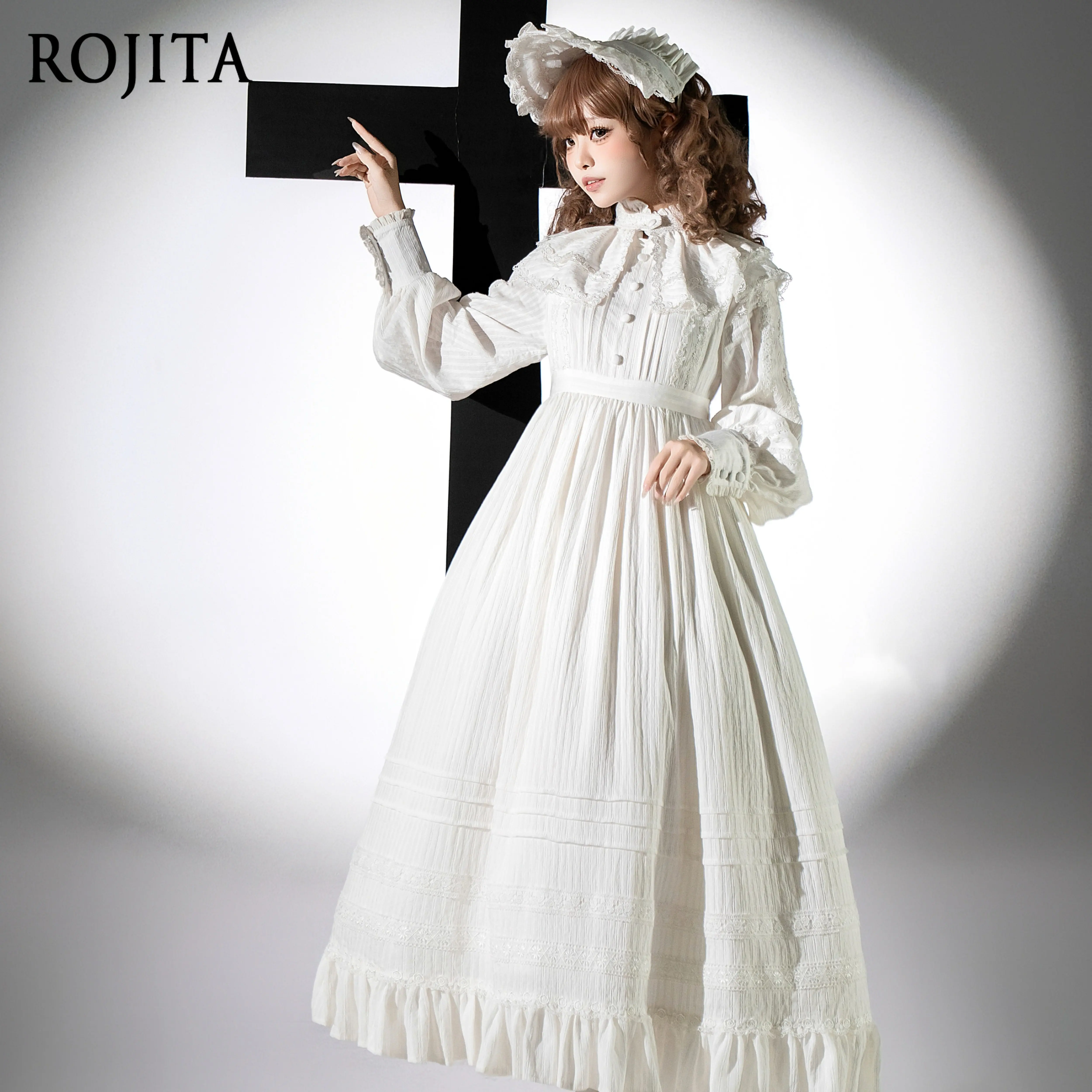 

White Priesthood Nun Wind Lolita Cotton Gothic Lolita Long Dress For Women 2026 Spring New Long Sleeve Pajamas