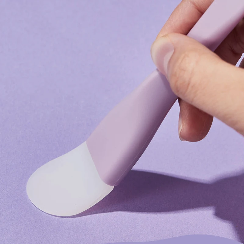 Cepillo de máscara de silicona de doble cabezal con mango de plástico, herramienta de belleza de ajuste de película DIY, aplicador de cuidado de la piel de limpieza Facial, 1 ud.