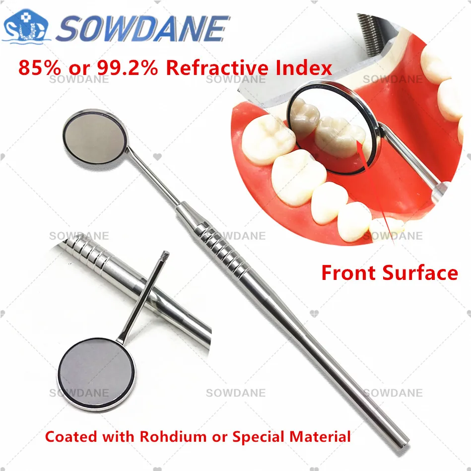 Dental Front Surface Mouth Mirror Reflector 85% or 99.2% Ultra Definition with Rohdium or Special Material Coated Autoclavable