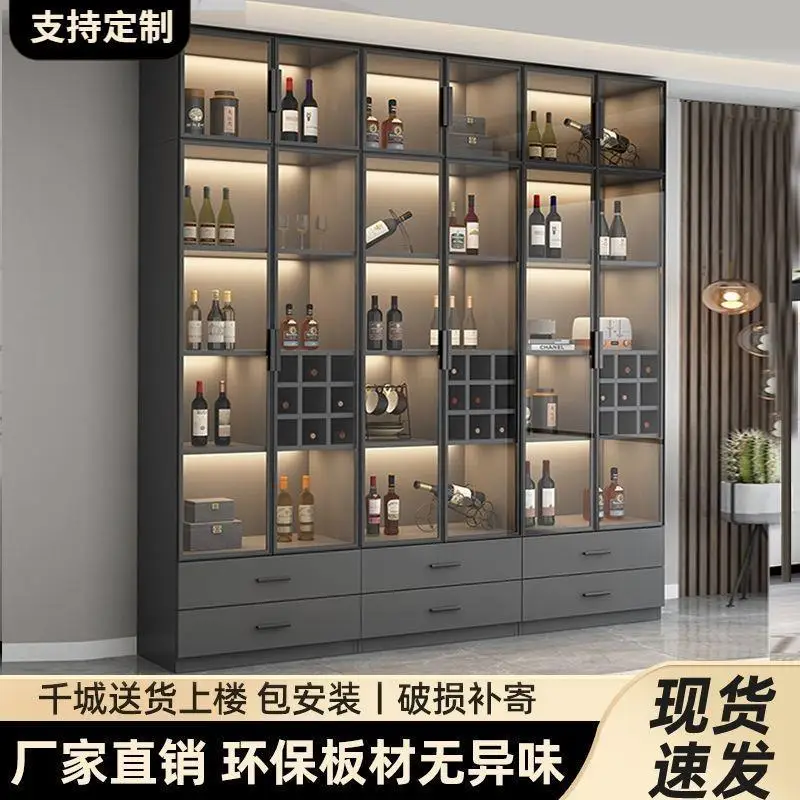 

Custom Wine Cabinet Display Cabinet Home Glass Cabinet Living Room Wall-Mounted Custom Light Luxury Storage Cabinet 2025 New Sid