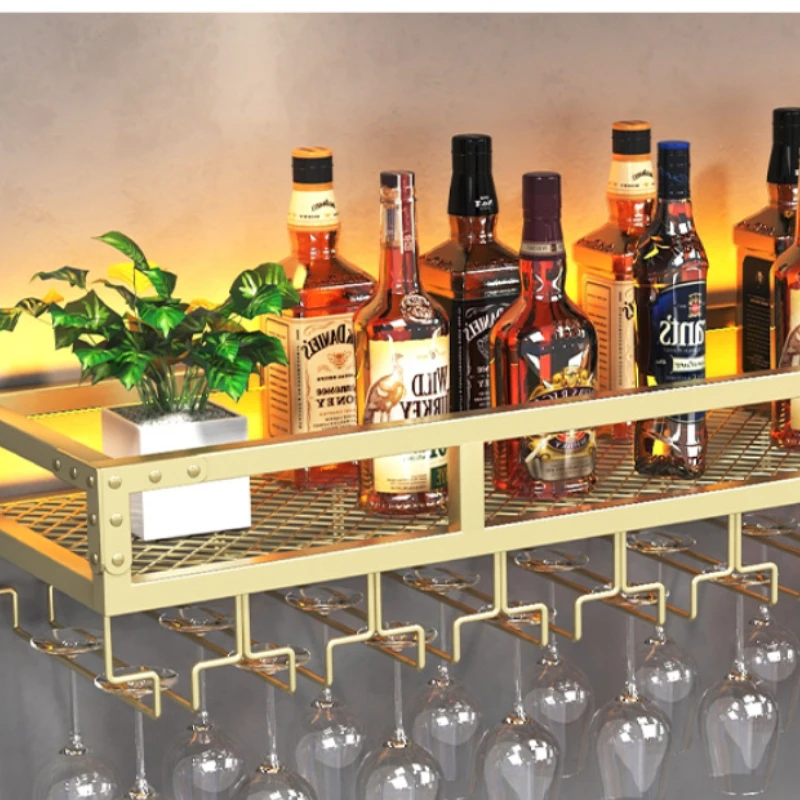 

Wall Mounted Wine Rack, Creative Hanging Stemware Holder Upside Down - Space Saving Metal Rack for Bar & Home Glass Storage