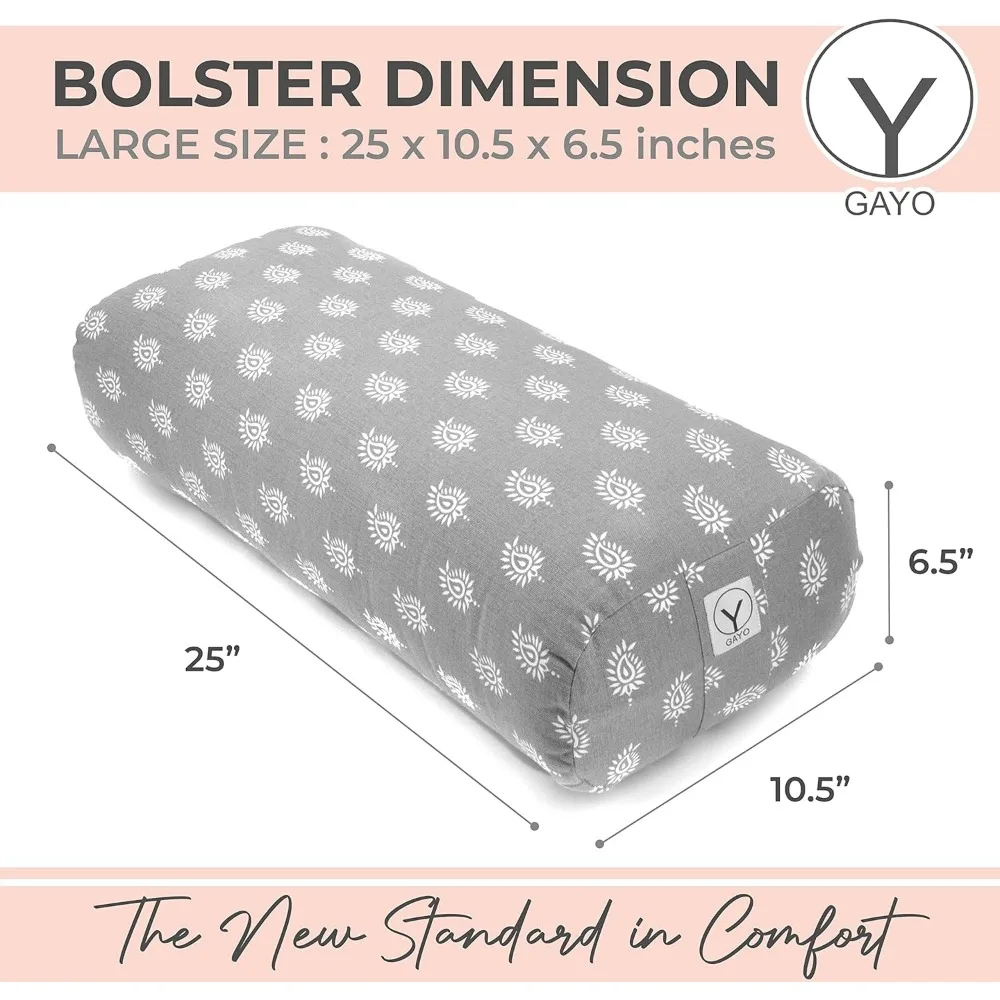 Bolster for Restorative Yoga - 100% Cotton, Includes Washable Cover and Carry Bag