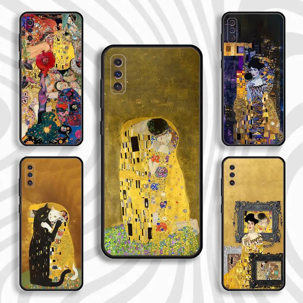 

G-Gustav Kiss K-Klimt Phone Case For Samsung S 25,24,23,22,30,21,10,9,Ultra,Plus,Lite,FE,4,5 G Black Soft Case