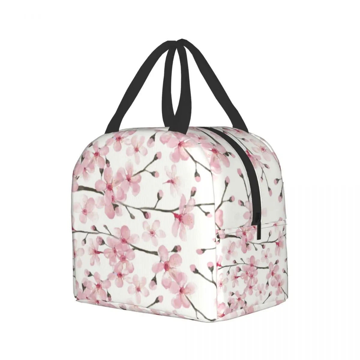 Japanese Cherry Blossom Insulated Lunch Bag for Women Floral Flower Resuable Cooler Thermal Food Lunch Box Work School Travel