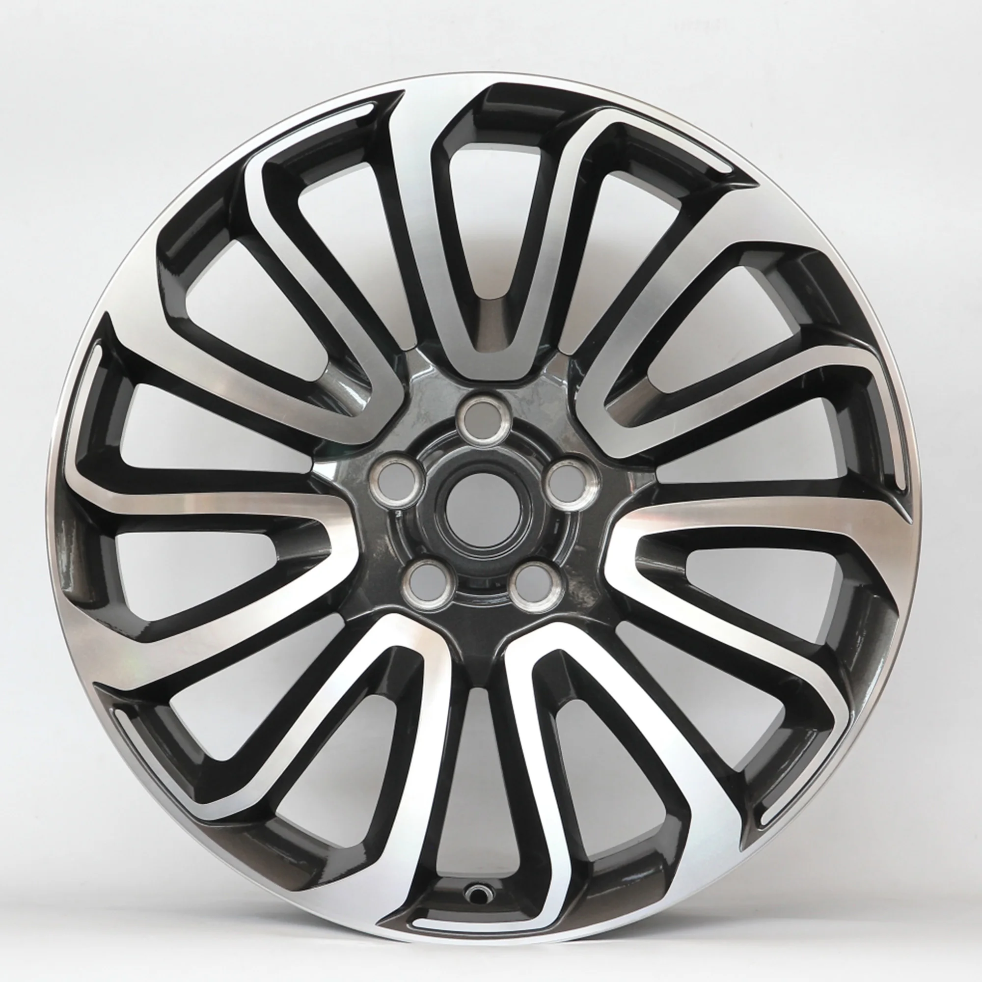 20 inch 9.0J black multi-spoke alloy rim premium sedan high balance aftermarket replacement wheel