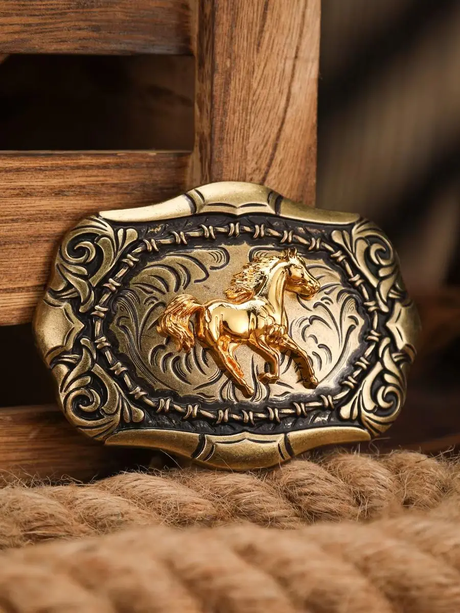 Klamra do paska w stylu western z unikalną, retro metalową klamrą