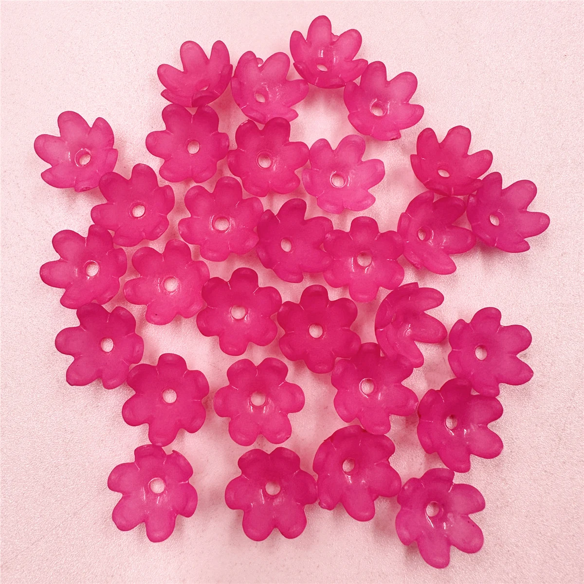 30Pcs 14mm Acrylic Frosted Flower Loose Beads Earrings Keychain  Bracelet Making DIY For Jewelry Accessories