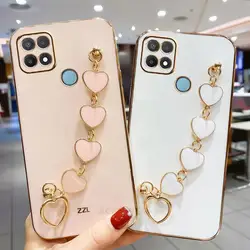 Luxury Fashion Plating Love Heart Bracelet Chain Case For Xiaomi Redmi 10C 9C NFC 10A Band Cover On Xiomi Redmi 9A T 9AT Redmi9c