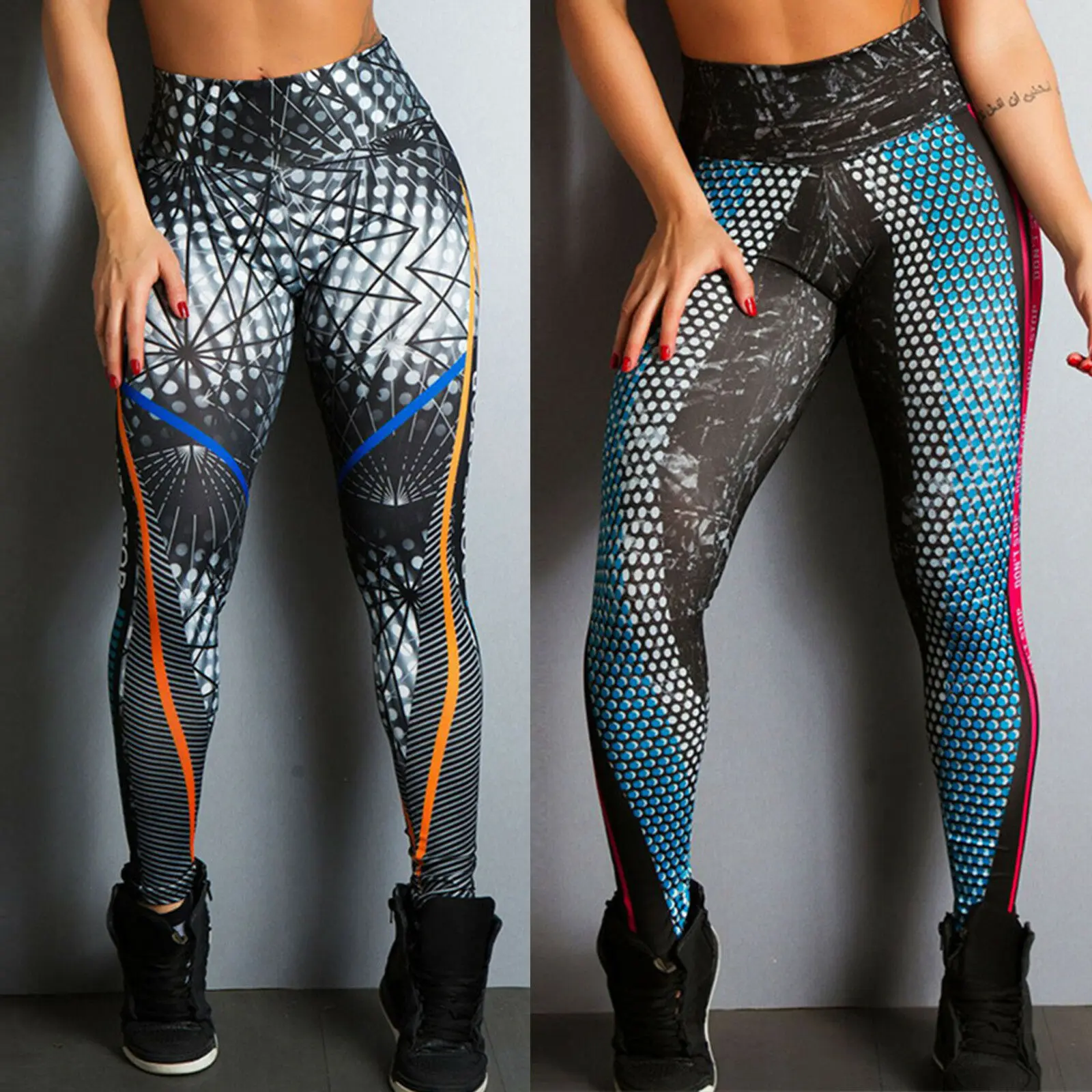 2023 popular impressão digital letras esportes yoga aptidão leggings calças de cintura alta feminina