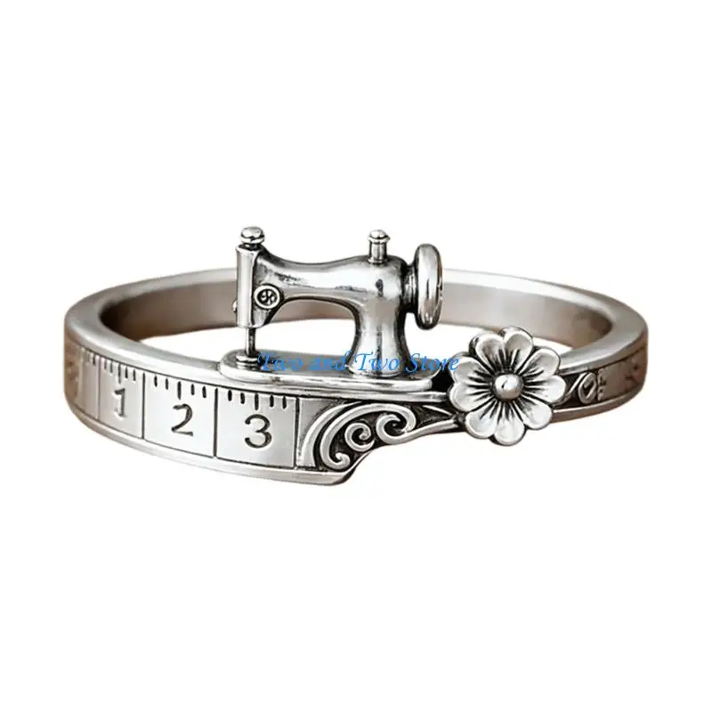 HX6F Sewing Theme Ring Vintage Metallic Zinc Alloy Jewelry for Sewing Enthusiasts Daily Styling and Gift Giving