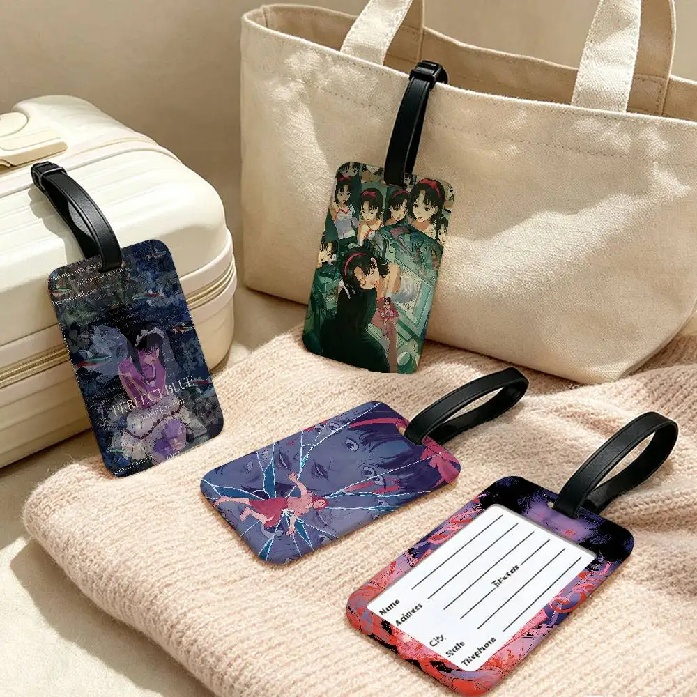 P-Perfect blue PVC Waterproof Luggage Tag Anti lost Information Card Cover For Student Bag Travel Suitcase