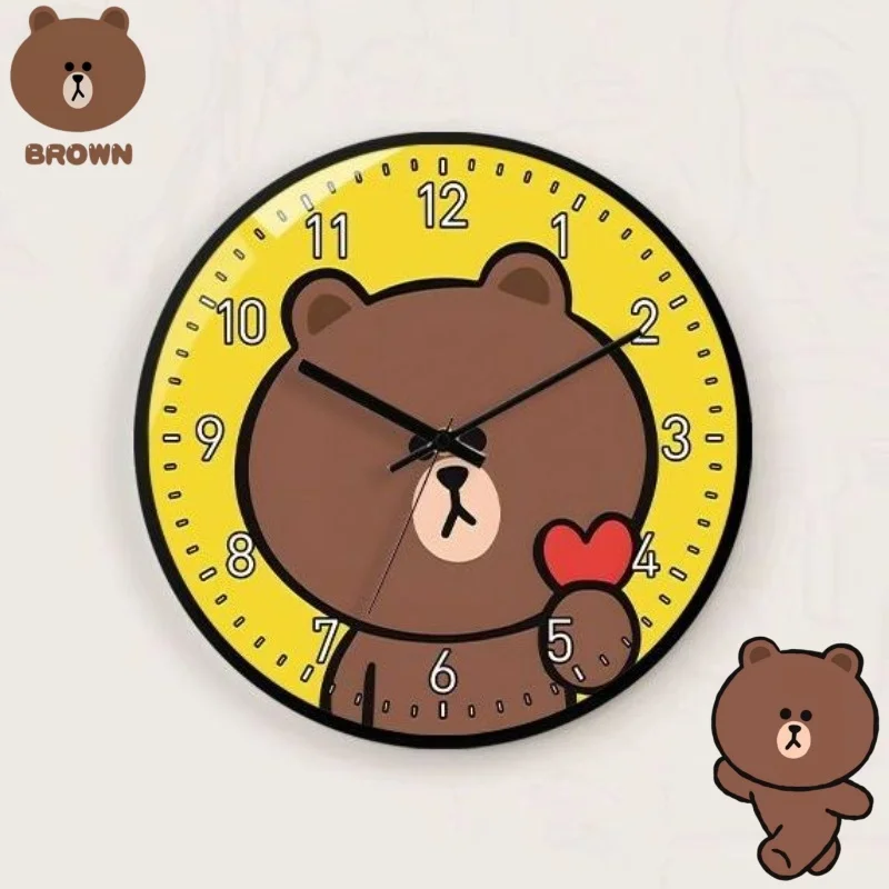 

Cute Brown Bear Sweet Creative Cartoon Pattern Home Living Room Bedroom Personalized Fashion Versatile Decorative Wall Clock