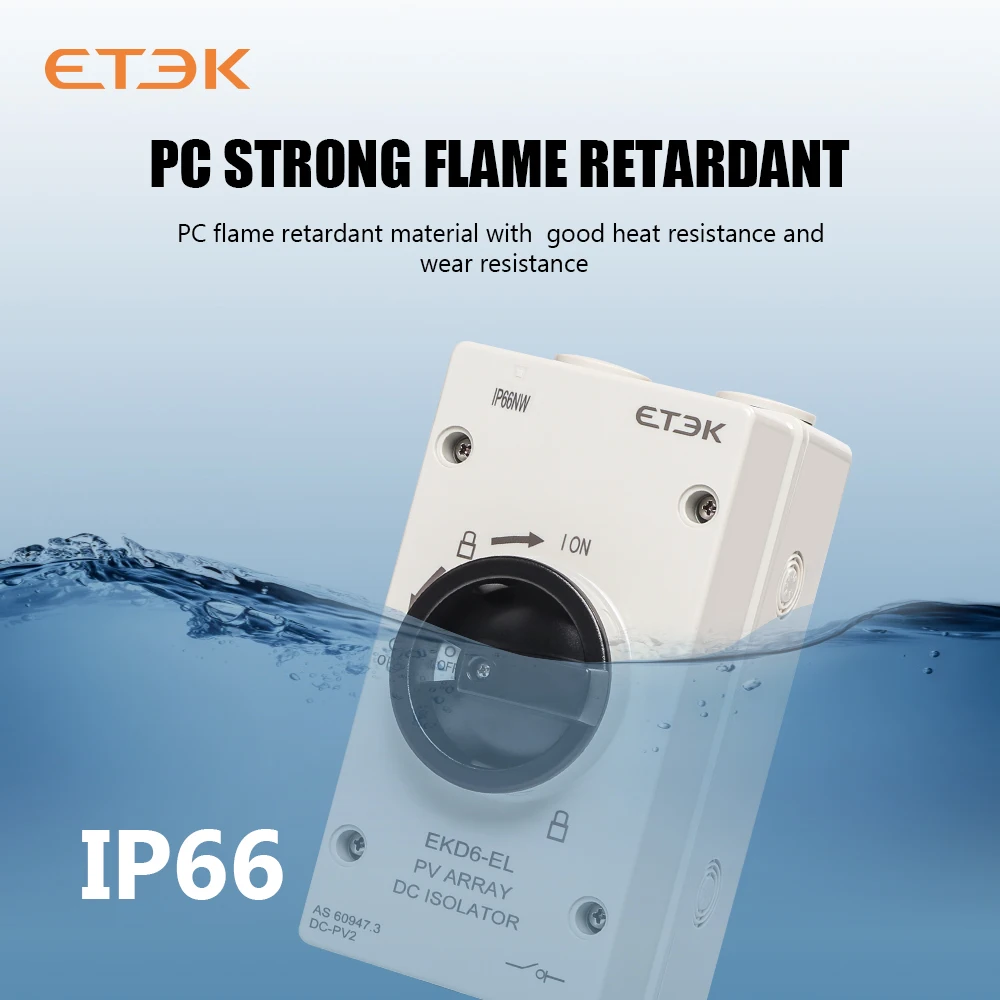 EKEC DC Isolator with IP65 4P 32A 4 series/1(3+1) strings connected from top to bottom EKD6-EL32R-4S.