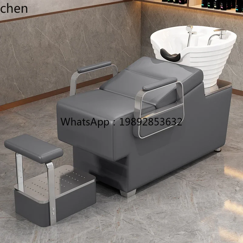 YFYshampoo سرير صالون حلاقة خاص لصالون الشعر سرير دافق حوض سيراميك شبه مستلق #4
