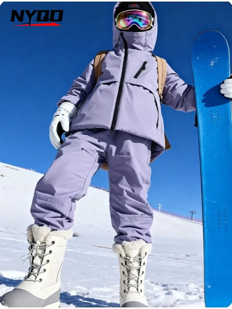 Children's Skiing Wear Top+Bottom Winter Boys Girls Snowboarding Suit Windproof Waterproof Kids Ski Jacket Snow Pants view 2