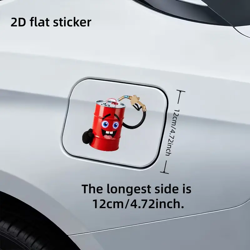 1Pc 2D Flat Cartoon Red Fuel Barrel Vinyl Sticker, Waterproof Decal for Car Fuel Cap Decor, Holiday Gift
