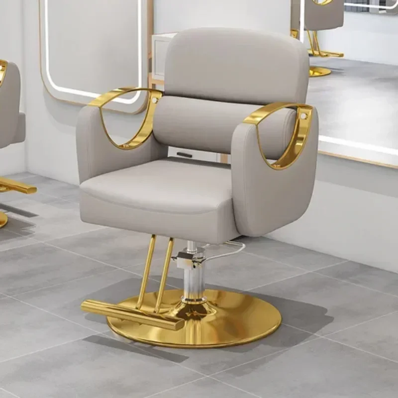 

Fashionable Luxury Barber Chair Classic Gold Minimalist Armrest Chair Professional Cushion Comfortable Cadeira Salon Furnitures