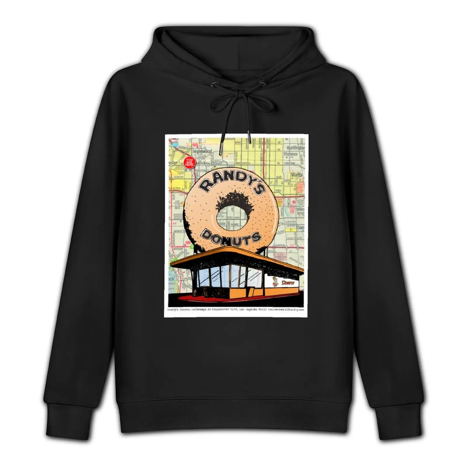 Randys Donut Shop, Los Angeles. Shop with giant donut on top. Pullover Hoodie korean clothes men's clothes hoodie oversize