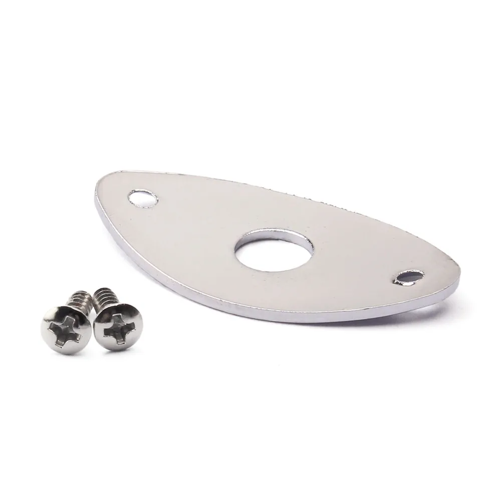 Pickup Output Guitar Jack Plate Oval Chrome Metal Mounting Screws Socket Plate Replacement Input Electric Guitar Bass