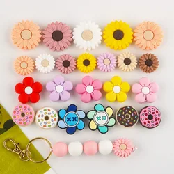 5/10 Uds Mini flores Donuts cuentas de silicona para fabricación de joyería DIY joyería collar pulsera llavero Accesorios