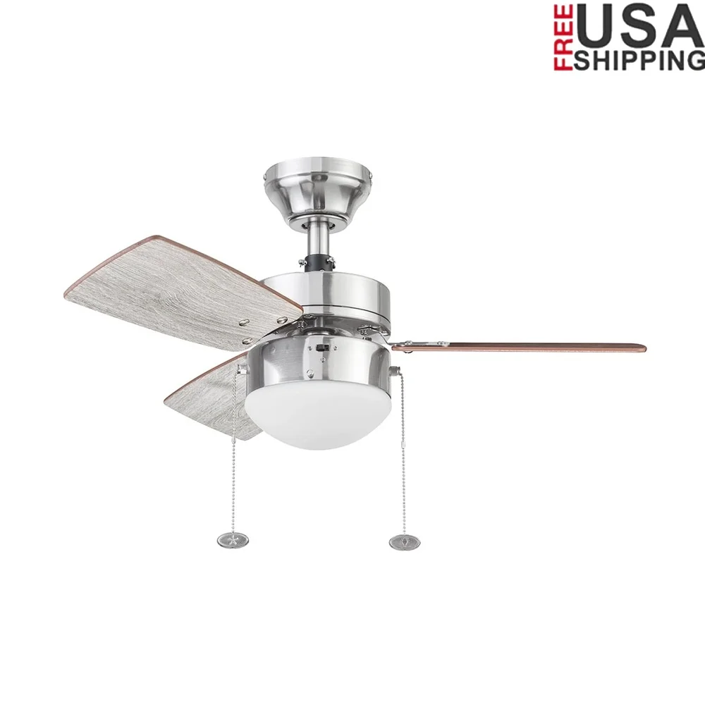 

30 Inch Modern LED Ceiling Fan with Adjustable Speed Reversible Blades Frosted Globe Light Kit Small Rooms Easy Install