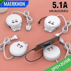 5.1A Multiport USB C Fast Charger Desktop Power Strip Socket Type C Cable Quick Charge For iPhone 15 Samsung Xiaomi Wall Charger