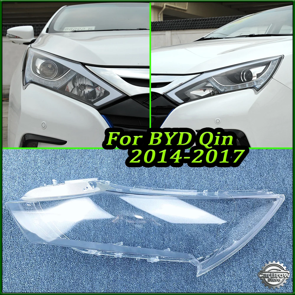 Front Headlamp Plexiglass For BYD Qin 2014 15 16 2017 Headlights Shell Cover Transparent Lampshades