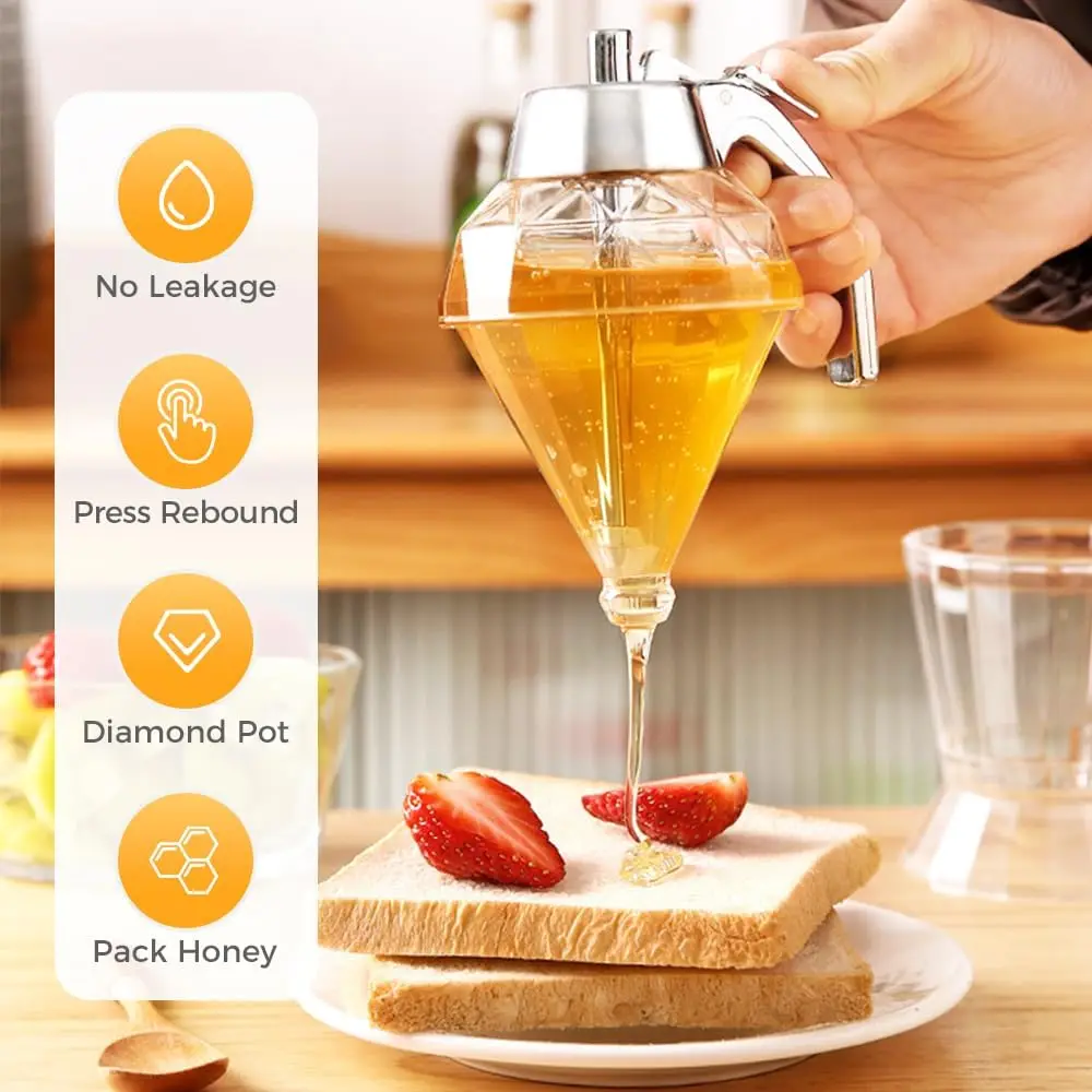 Upgrade Saft Sirup Tasse Squeeze Flasche Lagerung Topf Ständer Halter Bee Drip Dispenser Wasserkocher Honig Glas Container Küche Zubehör