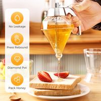 Upgrade Juice Syrup Cup Squeeze Bottle Storage Pot Stand Holder Bee Drip Dispenser Kettle Honey Jar Container Kitchen Accessorie