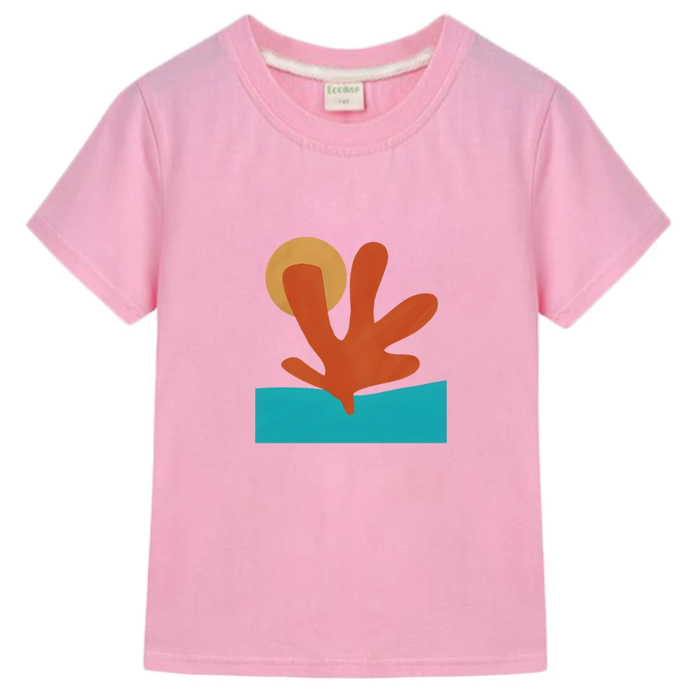 

Hhenri Mmatisse Leaf Graphic Tee-shirt 100% Cotton Short Sleeve T-shirts Children Boys/Girls Comfortable Tees Casual O-neck Tops