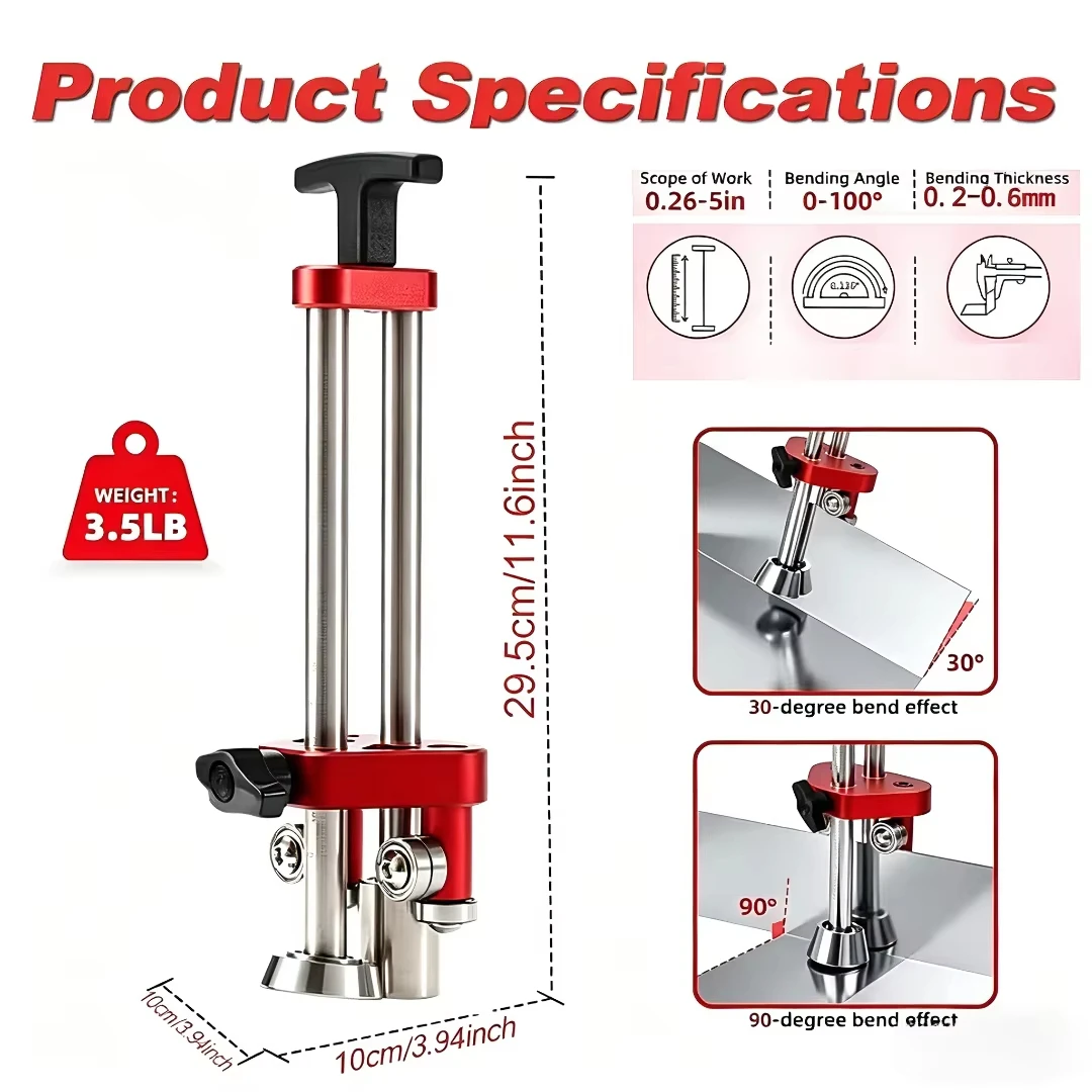 1Pc Universal Sheet Metal Bender with Stainless Steel Rollers-Metal Plate Roller Bending Machine for Industrial/Home Improvement