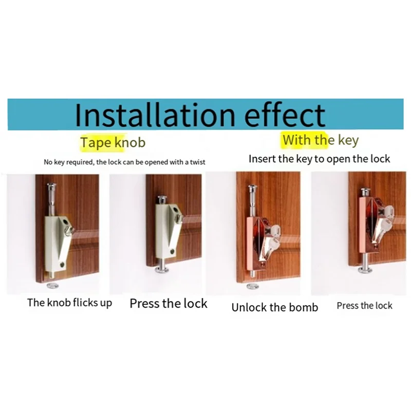 BNVN-Revolving Door Latch Door Frame Door Lock Double Door Spring Latch Anti-Theft Interlocking Home Hardware Decoration