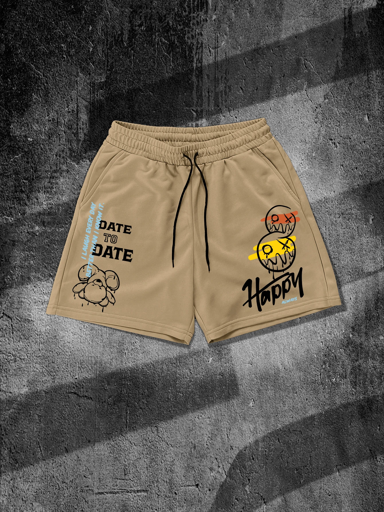 

Men's Graffiti Happy Face Cartoon Bear Graphic Shorts Hip Hop Streetwear Drawstring Quick Dry Summer Daily Casual Sports Shorts
