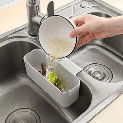 Kitchen Sink Drain Basket Multi-functional Card Slot Kitchen Sink Strainer Food And Vegetable Wash And Drain Basket