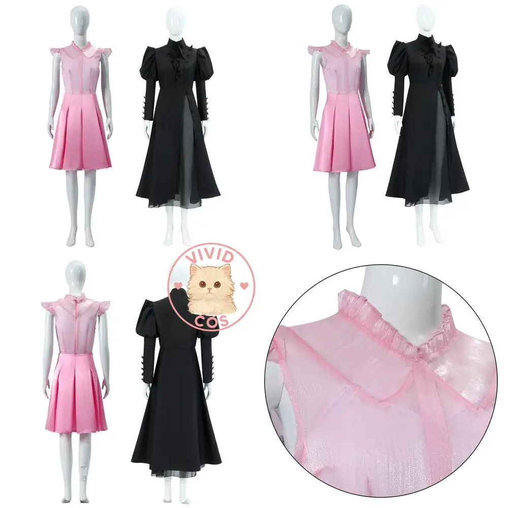 

Popular Movie /TV Characters Cosplay Costume Anime Elphaba Thropp/Glinda Upland Fashionable Role Play Dress Pink Black Dresses