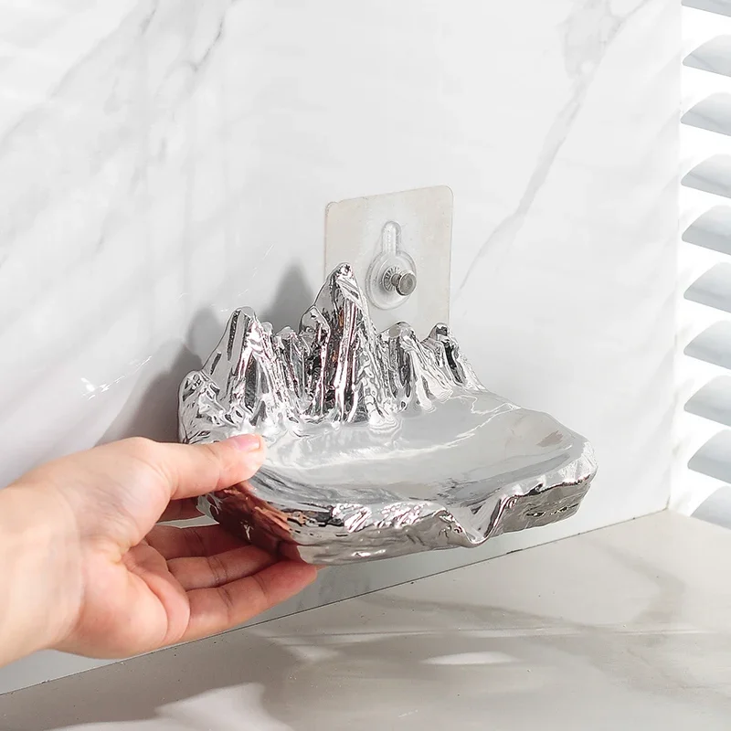 

Ceramic soap box wall mounted no drilling creative storage no water accumulation bathroom washstand