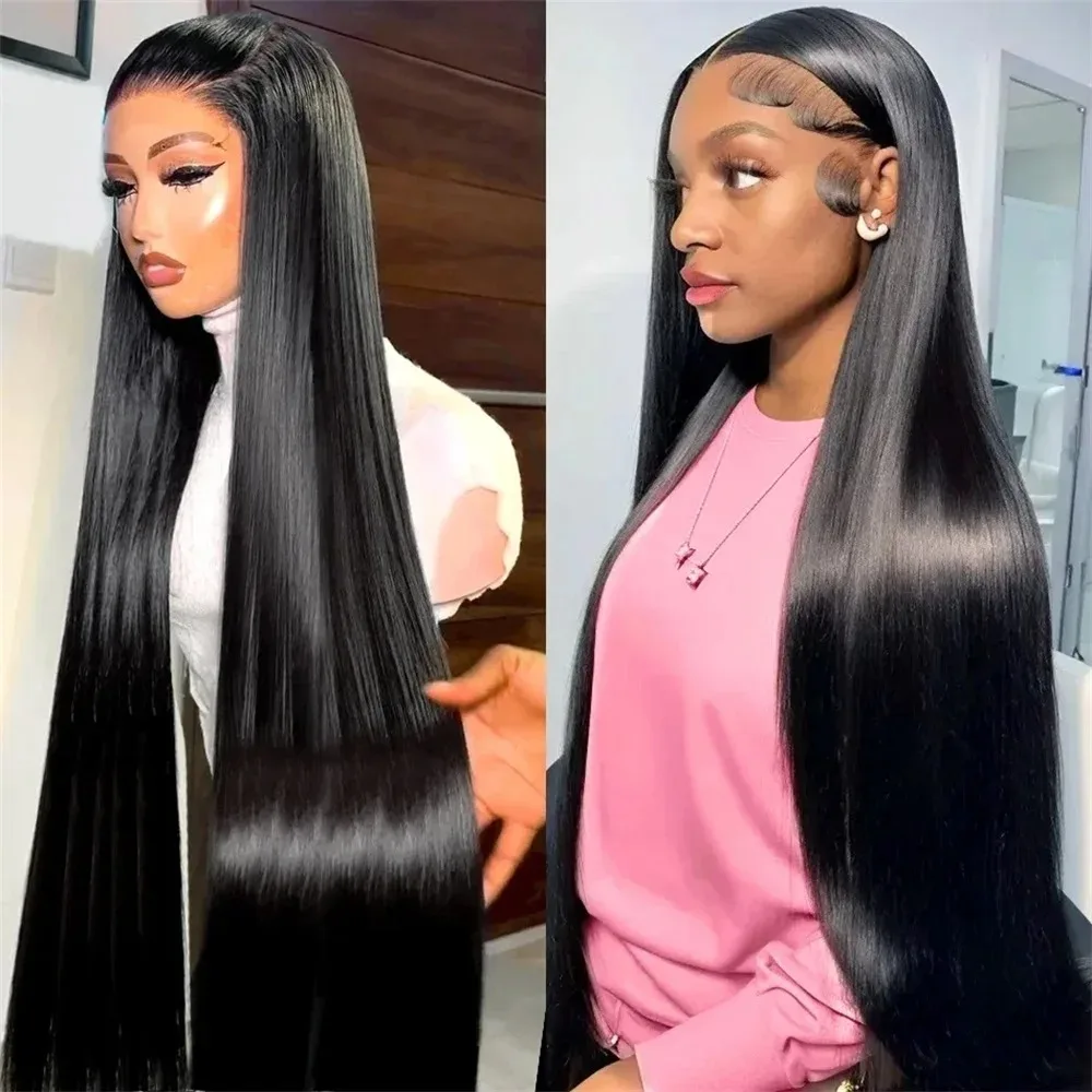 30 Inch Lace Frontal Human Hair Wig 200 Density 13x4 HD Transparent Straight Lace Front Wig PrePlucked For Black Women