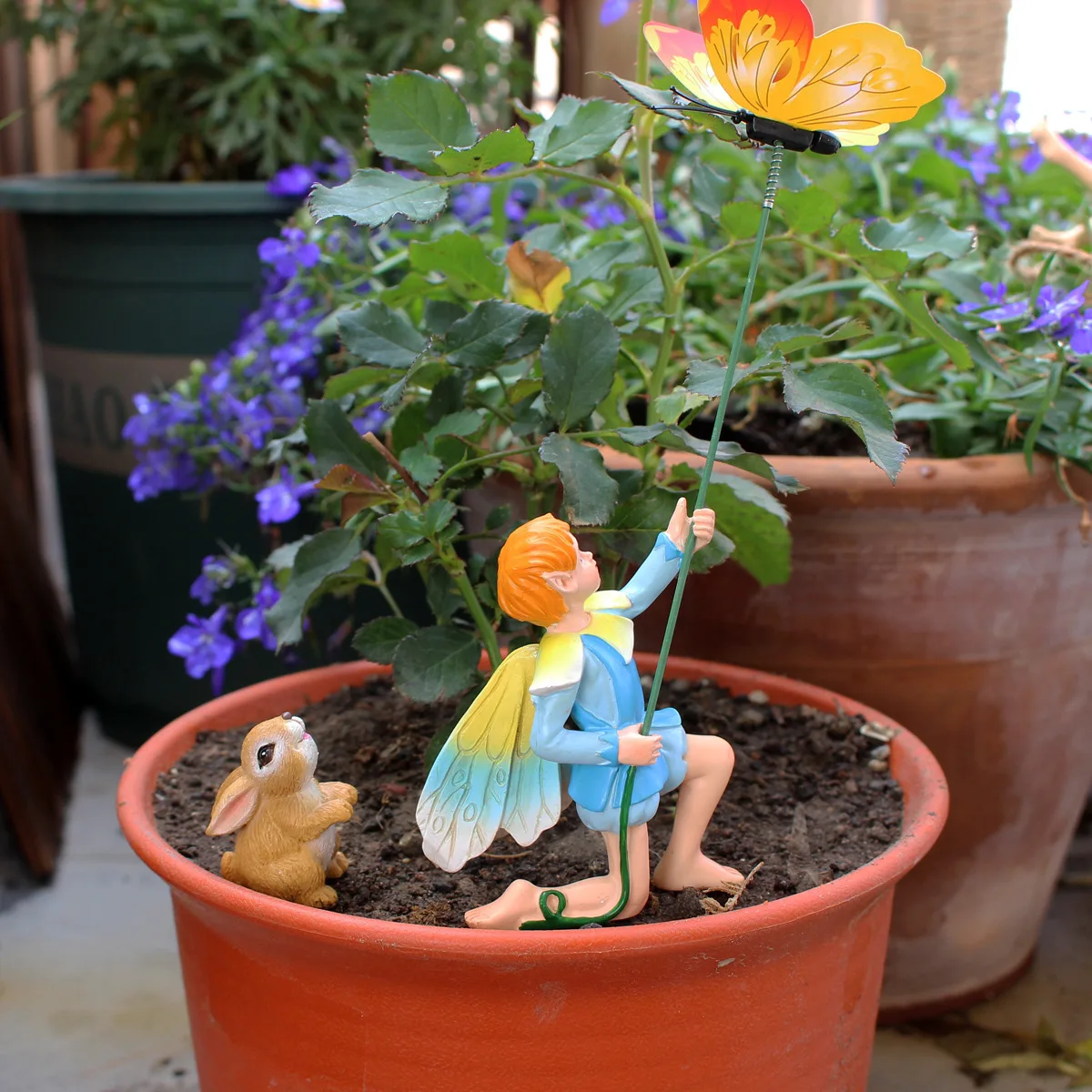 المناظر الطبيعية الصغيرة فراشة الجنية اناء للزهور شرفة الديكور في الهواء الطلق فناء الراتنج زخرفة