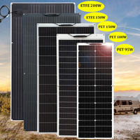 200w 150w 100w ETFE PET Solar Panel Flexible 19% 23% Monocrystalline Cell 12V Battery Charger Home Roof Outdoor Camper RV Boat
